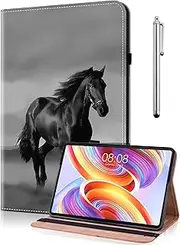 TUOLISG Case for Lenovo Tab M9-9 Inch (TB-310FU) 2023, Ultra Thin PU Leather Stand Folio Cover, Multi-Angle, with Stylus Pen, Protective Case for Lenovo Tab M9 - Black Horse