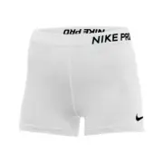 NEW! NIKE PRO [L] Women's Tight Fit 3" COMPRESSION Run SHORTS-White 897820-100