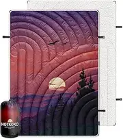 hotkoko Outdoor Camping Blanket,Warm Thick Camp Blankets with Sherpa Lining Soft Fleece Camping Blanket Puffy Camping Quilt for Cold Weather Traveling, Stadium, Hiking, Picnics