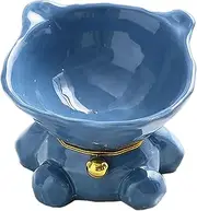 Pet Food Bowl Stand, Elevated Cat Bowls, Ceramic Raised Pet Bowls, Blue Cat Water Bowl, Cute Tilted Cat Food Bowls, Anti Slip Bowl Cat Raised, Suitable for Cat Dog Small Animals