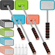 Jingmore 4 Pack Car Window Cleaner Windshield Cleaning Supplies with Extendable Handle Include 16 Washable Reusable Microfiber Bonnets 4 Empty 100ml Spray Bottle Auto Inside Glass Wiper Kit Tool
