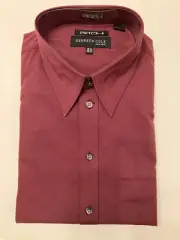 Kenneth Cole Mens 16.5 36-37 Maroon Dress Button Long Sleeve Shirt NEW