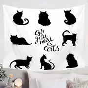 Black and White All You Need is Cats Tapestry