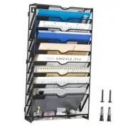 Wall File Organizer 10 Tier Hanging Wall File Holder Folder, Mesh Magazine
