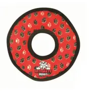 Tuffy Ultimates Ring Plush Dog Squeaker Toy Red Paws