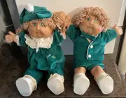 Vintage Set of Cabbage Patch Twins in Green Velvet #479