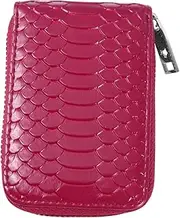 [Healeved] 1 PC Leather Card Holder Wallet Stylish Zipper Organ Purse with Multiple Slots for Men Compact Front Pocket Design Rose Purple for Id Debit Cards