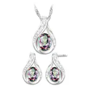 Necklace And Earrings Set With 3 Carats Of Mystic Topaz