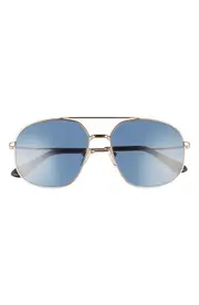 Prada 58mm Pilot Sunglasses in Pale Gold/Dark Blue at Nordstrom