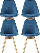 SJIALEN Kitchen Dining Chair Set of 4,for Dining Bedroom Living Room Balcony Office Computer Chair Backrest Negotiate Leisure Chairs Chairs(Color:Dark Blue)