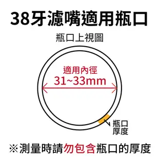 【六奉茶莊】專利彈性濾嘴-國際規格38牙-適用瓶口直徑32±1mm_冷泡茶濾嘴/茶葉濾嘴/果汁濾嘴