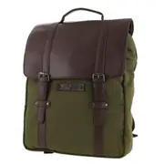 Police Canvas Leather Laptop Messenger Travel Backpack Bag 35x45cm Dark Olive