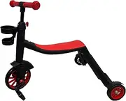 KAJILE 7-in-1 Toddler Tricycle Indoor Outdoor Scooter Balance Bike Kids Trike Ride-On Bike Multifunctional with 3 Height Handlebar,Red