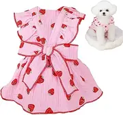 Tuxxjzm Dog Dress Bow Harness, Dog Princess Harness Dress, Cute Flower Dresses for Female Dogs, Breathable Bow Tie Dress with Drawstring Buckle for Small Dogs, Cats, Girls, Puppies