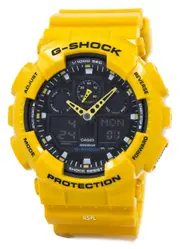 Casio G-SHOCK Yellow Velocity Indicator Alarm Timer GA-100A-9ADR 200M Mens Watch