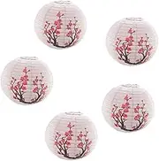 12-Inch Japanese/Chinese Paper Lanterns (Set of 5, Red)
