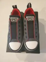 Youth Junior Converse Slip-On Shoes Cool Grey/Enamel Red/White 1 2 3 11 12 13
