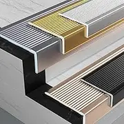 L-Shaped Stair Nosing Protector, Aluminum Stair Edge Protector for Indoor/Outdoor, Waterproof Non-Slip Step Edge Trim, Outdoor Stair Pads-Black||40x20mm