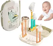 Travel Baby Bottle Cleaning Kit | 5-in-1 Water Bottle Cleaner Nipple Straw Brush - Soap Dispenser, Space Saving Drying Rack, Storage Box, Baby Accessories for Home and Travel