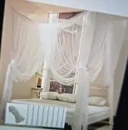 Comtelek Mosquito NET for Bed Canopy, Four Corner Post Curtains Bed Canopy El...