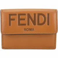 在飛比找Yahoo奇摩購物中心優惠-FENDI Roma 字母烙印小牛皮釦式短夾(棕色)