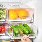 2 Pack Clear Stackable Fridge Drawers,Pull Out Fridge Organiser Bins with Lids、D