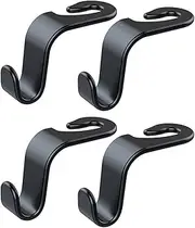 Wislter 4 Pack Car Seat Headrest Hook - Purse Hook for All Vehicle Handbag Clothes Coats Grocery Bags, Black