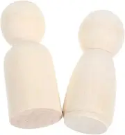 SEWACC Natural Wood Wooden Dolls 2pcs Unfinished Handpainted DIY Craft Unique Home Dec