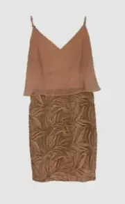 $210 Aidan BY Aidan Mattox Women's Beige Sleeveless Bodycon Sheath Dress Size 12