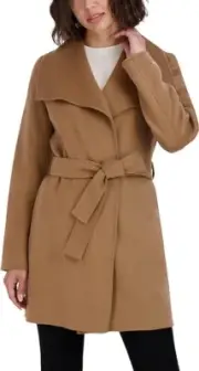 NWT Womens Tahari Women's Marla Wool-Blend Wrap Coat Camel Size 2XL $300 JK626