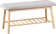 Williamsware Bamboo Bench with Grey Cushion Seat