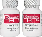 Cardiovascular Research 120 Softgels 125 mg Vitamin E Annatto Tocotrienols Pure DeltaGOLD, 90% Delta and 10% Gamma, 2 Bottles 60 Soft Gels Each (ANNATOC)