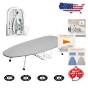 Portable Mini Folding Ironing Board with Heat-Resistant Frame - Silver & Blue