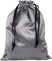 [Generic] Dust Cover Storage Bags Thick Silk Cloth Pouch with Drawstring for Luxuries Handbags Tote Purses Shoes Boots (Grey, L)