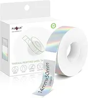 PARLAIM Printing Label Stickers 130pcs 14X50mm (1/2"X1 7/8") Self Adhesive Thermal Label Tape in Dispenser Box Compatible with D30 Labels Maker for Home Office School, Holographic Sliver