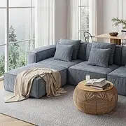 Throw Pillow for Couch and Bed,Soft Corduroy Throw Pillows with Inserts Included,15.8 * 15.8inch Set of 1,Cloud Couch Sectional,Gray