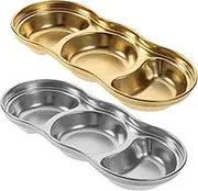 GRADENEVE Elegant Stainless Steel Sauce Containers 2 Pcs -Plated Condiment Dishes for Home Hotel Restaurant
