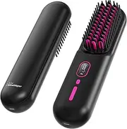 Cordless Hair Straightener Brush - 20 Million Anion Hair Straightener Brush for Women, Portable Straightening Brush for Travel
