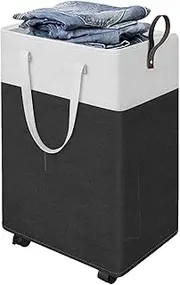 LeoLeozz Large Laundry Hamper | Clothes Hamper Laundry Bin - Folding Hamper with Wheels & Handles, Clothes Basket Large Storage Organizer for Bedroom Bathroom Dorm (90L)