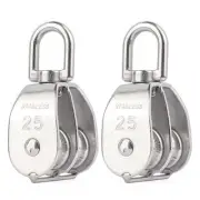 2PCS M25 Double Sheave Pulley Block 304 Stainless Steel Lifting Crane Swivel ...