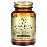 2 X Solgar, Vegan Vitamin D3, 150 mcg / 6,000 IU, 100 Vegan Softgels