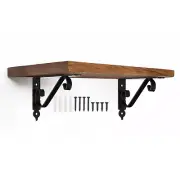 2 Pcs Decorative Shelf Brackets, 200mm/8 Inch Floating Shelf Brackets, Black