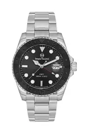 Sergio Tacchini Heritech Men Black GMT Stainless Steel Watch