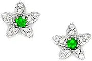 [JewelryWeb] 925 Sterling Silver Plated May Green 3x3mm CZ Flower Screw Back Earrings 10x10mm Stud Earring for Women