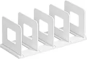 SAYEEC Desk File Sorter Vertical Desktop File Folder Organizer 4 Section Plastic Book Holder Adjustable Shelf Dividers Closet Purse Handbag Mail Binder Organizer Magazine Rack Stand Bookshelf (White)