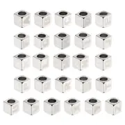26Pcs Stainless Steels Letter Beads Alphabet A-Z Cube Silver Dice Letter Beads