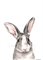 Watercolour Rabbit Print - bunny wall art nursery prints