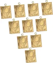 [WOFASHPURET] 10pcs Copper Book Photo Box Bookmark Charms Locket Charms for Bracelets Picture Locket Necklace Charms Locket Pendants for Jewelry Making Locket Pendant for Men Photo Charm