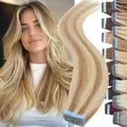 Stick Glue On Tape In Hair Extensions Russian Remy Human Hair Skin Weft Balayage
