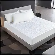 KUSQDT 160X200/200X200X30CM Mattress Cover Bedspread On The Bed Linens Waterproof Mattress Protector Fitted Solid Soft Pad Bed Cover 3-Piece Comforter Set Sheets(B-White,200X200X30CM)